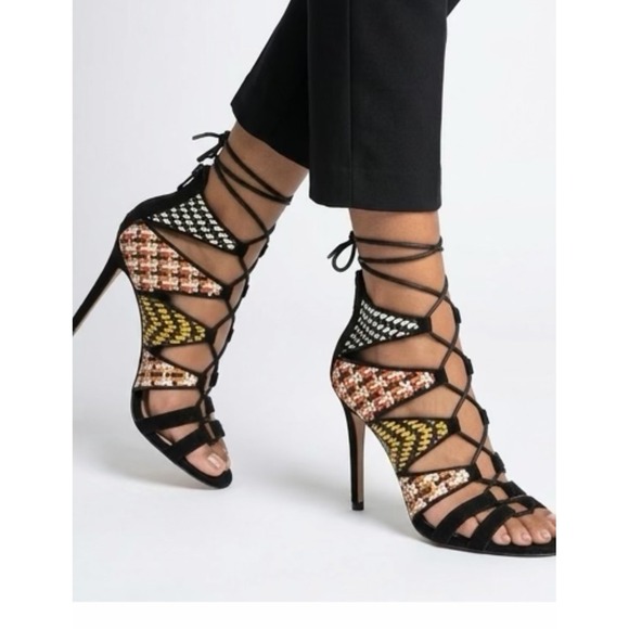 Zara Shoes - Trendy Chic Sexy Stilleto Designer Stylish Multicolored Woven Shoe Sandals Zara